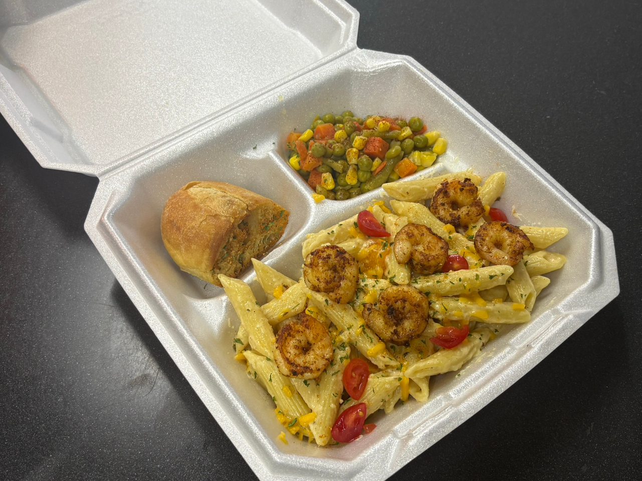 Shrimp And Cajun Pasta Dinner.